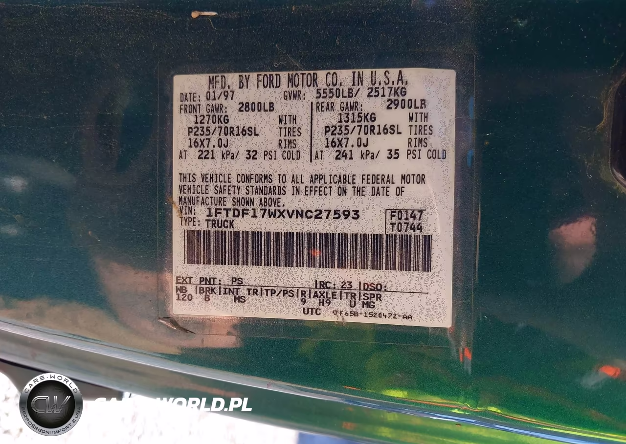 1997 Ford F-150 Standard Lariat-Standard-Xl-Xlt VIN:1FTDF17WXVNC27593 - 9