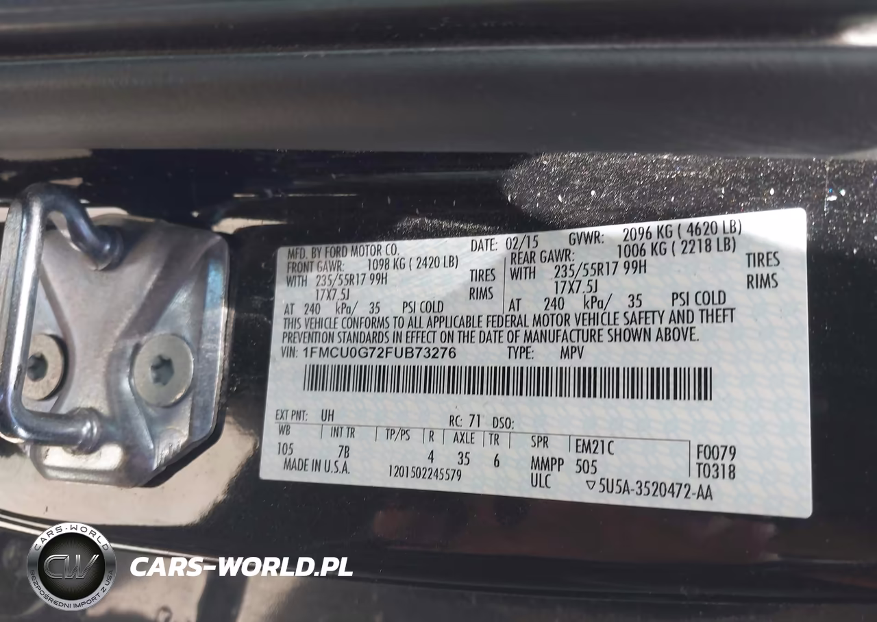 2015 Ford Escape Se VIN:1FMCU0G72FUB73276 - 9