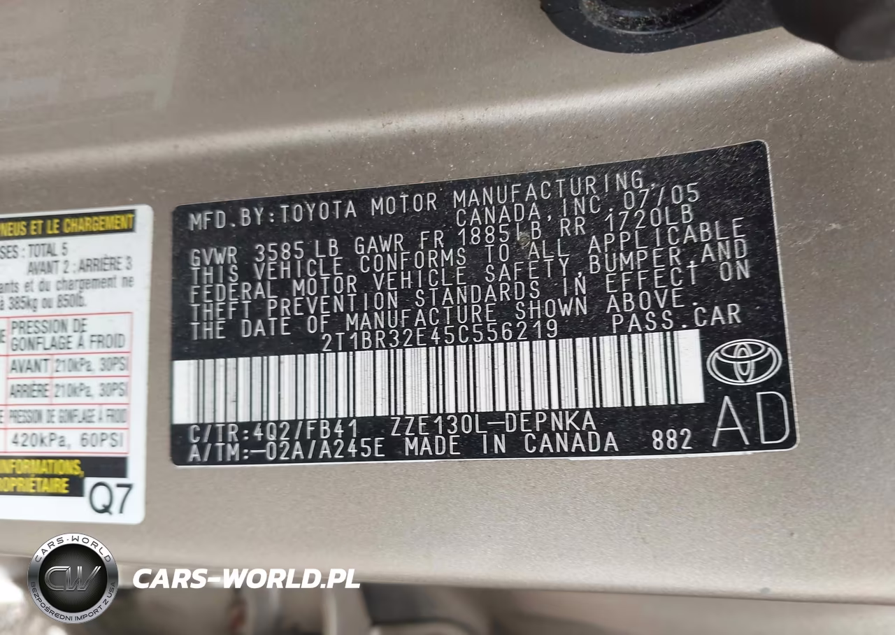 2005 Toyota Corolla Le VIN:2T1BR32E45C556219 - 9