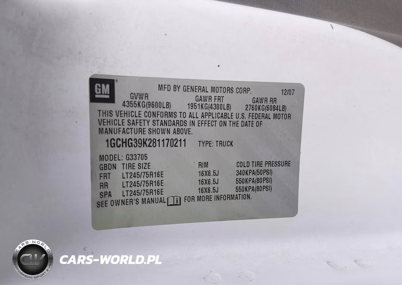 2008 Chevrolet Express Cargo Van Work Van VIN:1GCHG39K281170211 - 9