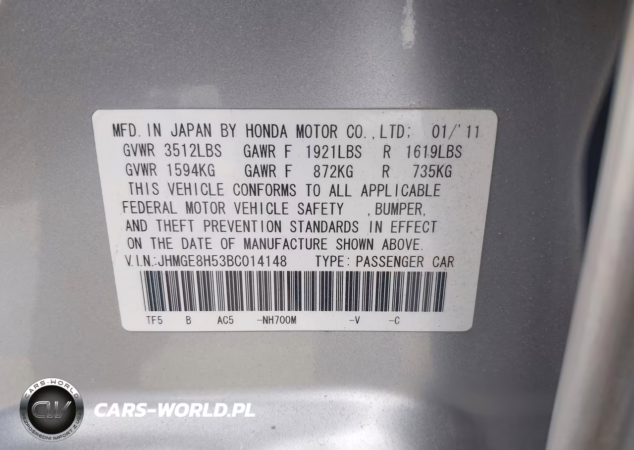 2011 Honda Fit Sport VIN:JHMGE8H53BC014148 - 9