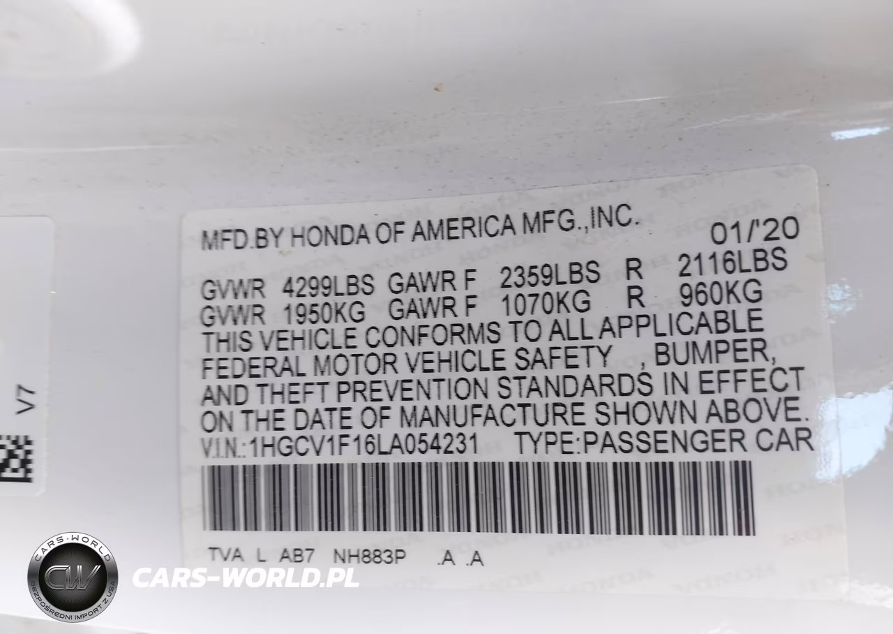 2020 Honda Accord Lx VIN:1HGCV1F16LA054231 - 9