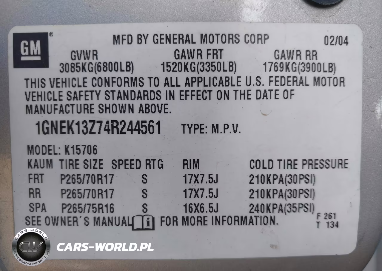 2004 Chevrolet Tahoe Z71 VIN:1GNEK13Z74R244561 - 9