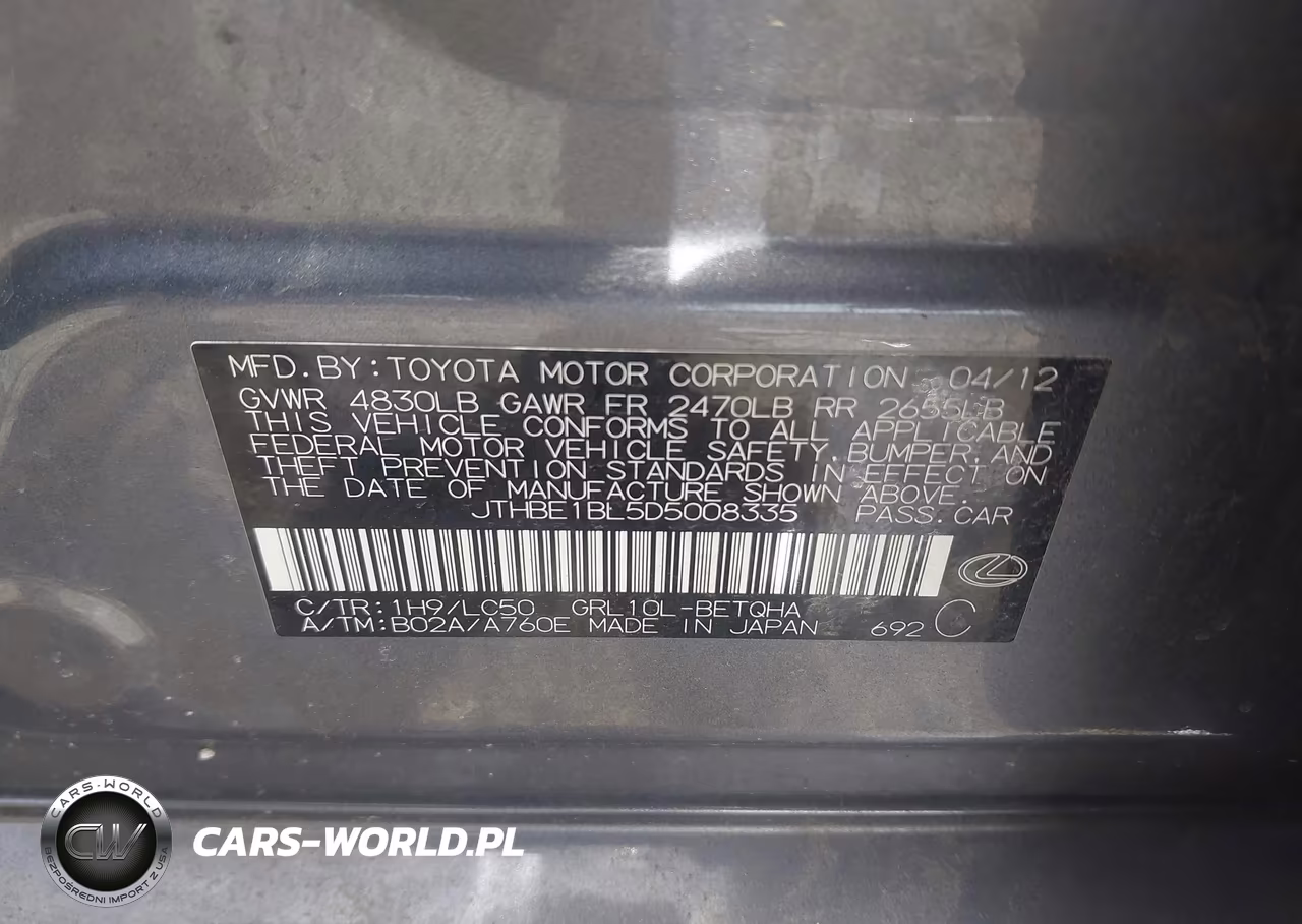2013 Lexus Gs 350 VIN:JTHBE1BL5D5008335 - 9