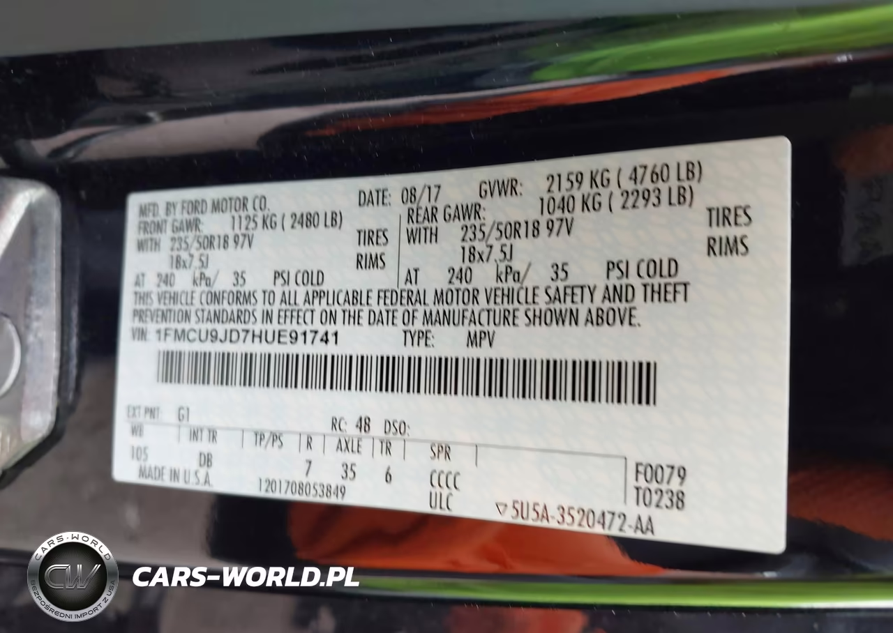 2017 Ford Escape Titanium VIN:1FMCU9JD7HUE91741 - 9