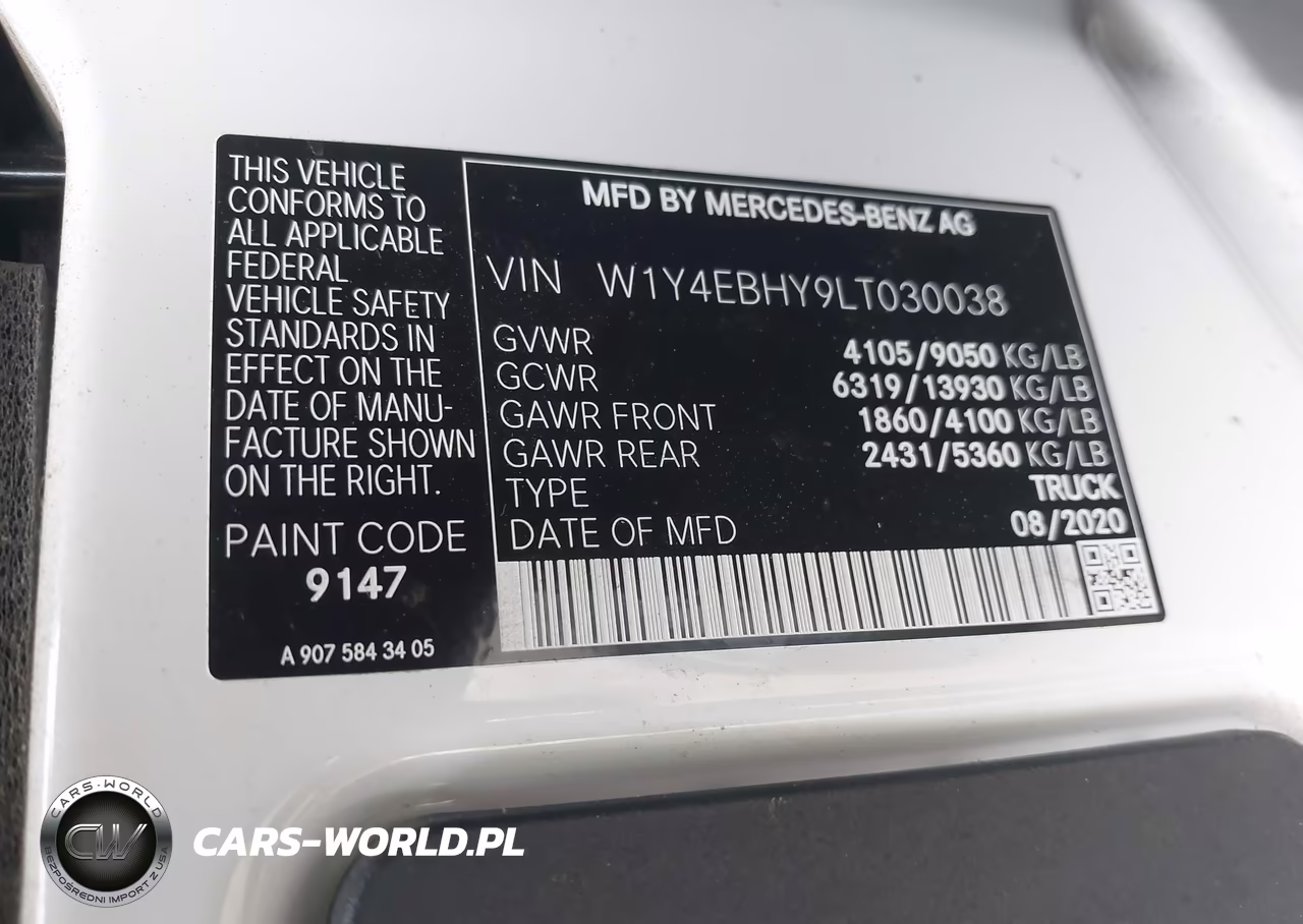 2020 Mercedes-Benz Sprinter 2500 Standard Roof V6 VIN:W1Y4EBHY9LT030038 - 9