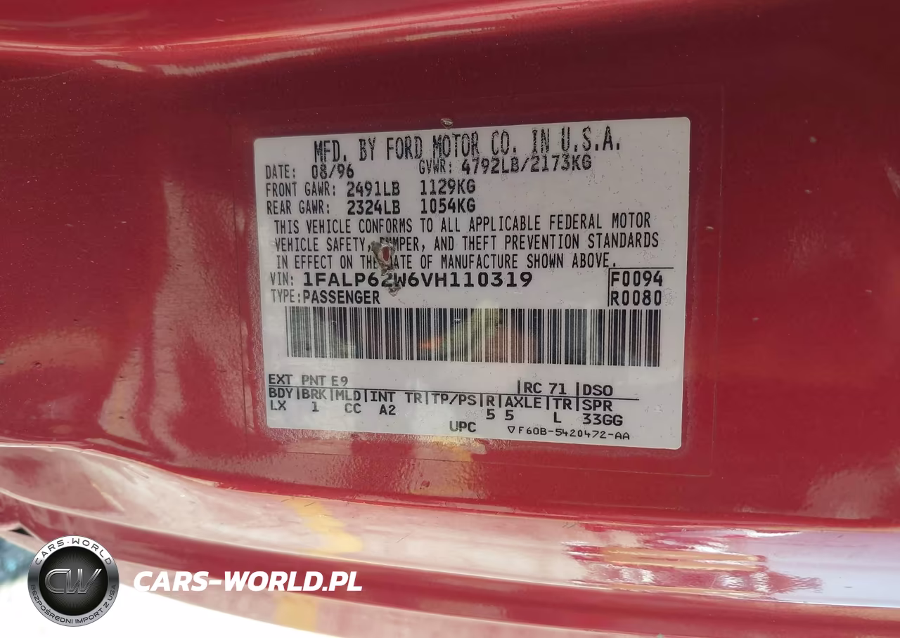 1997 Ford Thunderbird Lx VIN:1FALP62W6VH110319 - 9