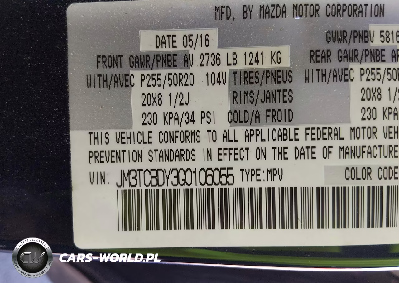 2016 Mazda Cx-9 Grand Touring VIN:JM3TCBDY3G0106055 - 9