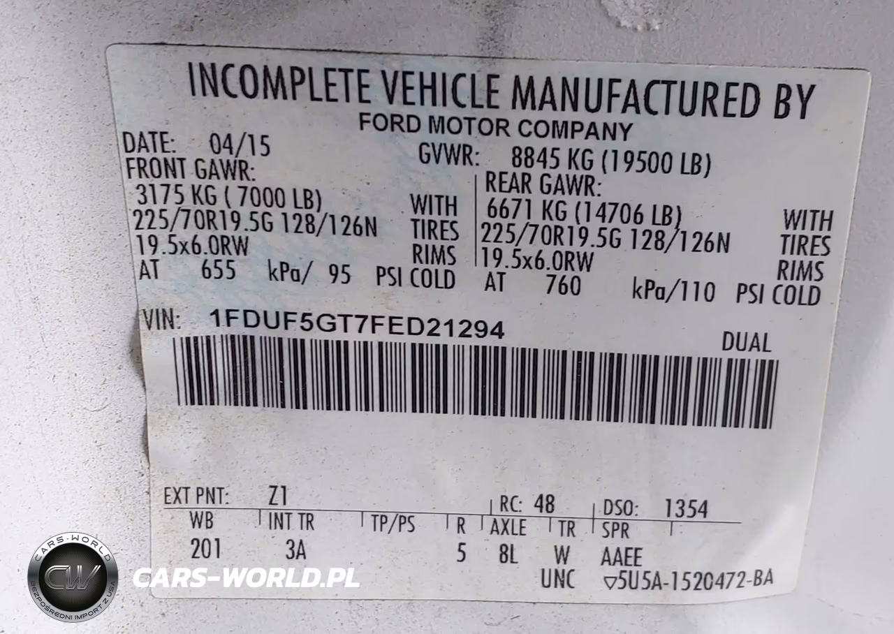 2015 Ford F-550 Chassis Xlt VIN:1FDUF5GT7FED21294 - 8