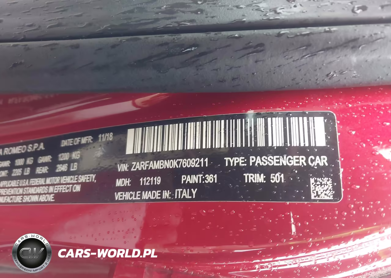 2019 Alfa Romeo Giulia Ti Lusso Rwd VIN:ZARFAMBN0K7609211 - 9