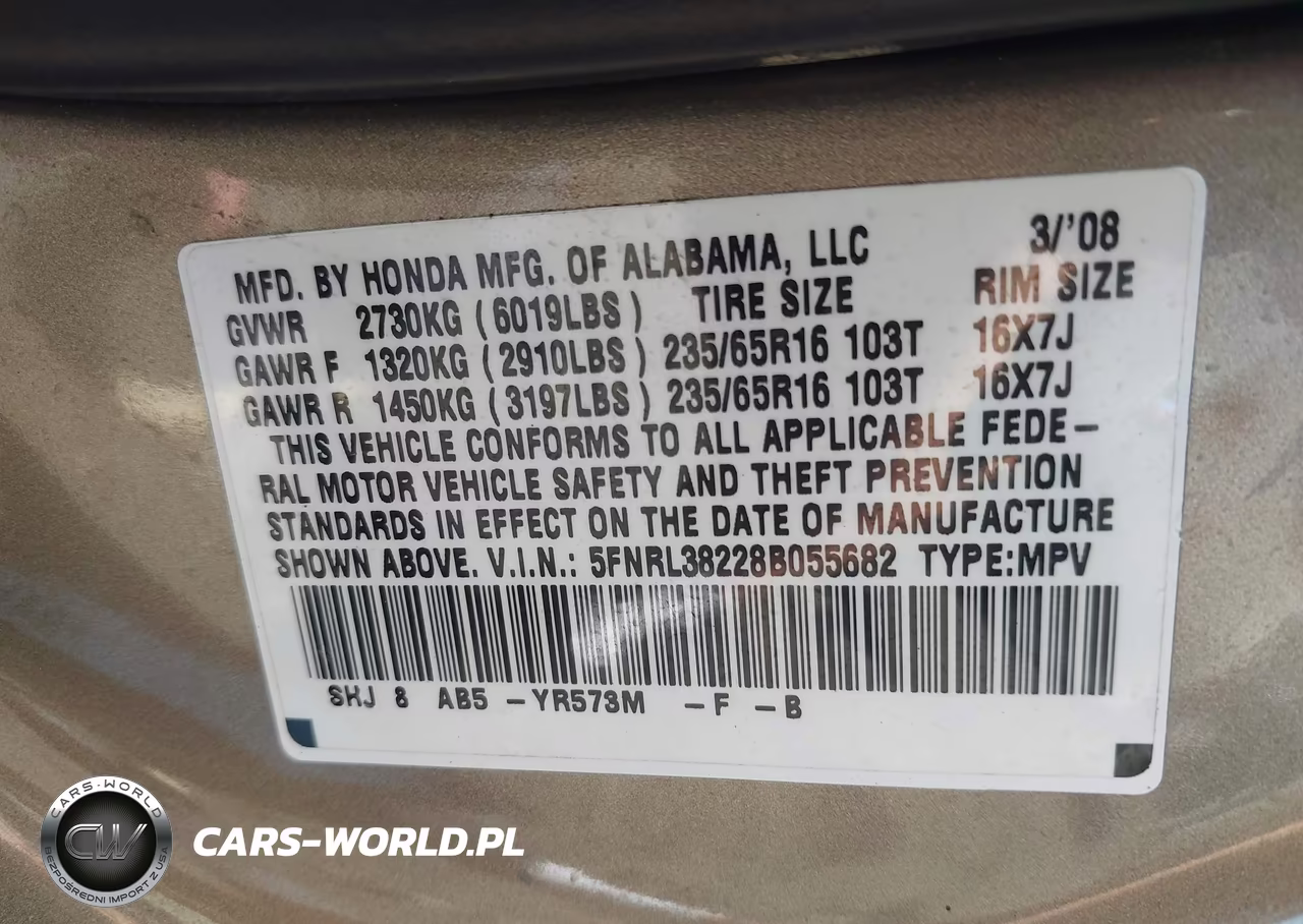 2008 Honda Odyssey Lx VIN:5FNRL38228B055682 - 9