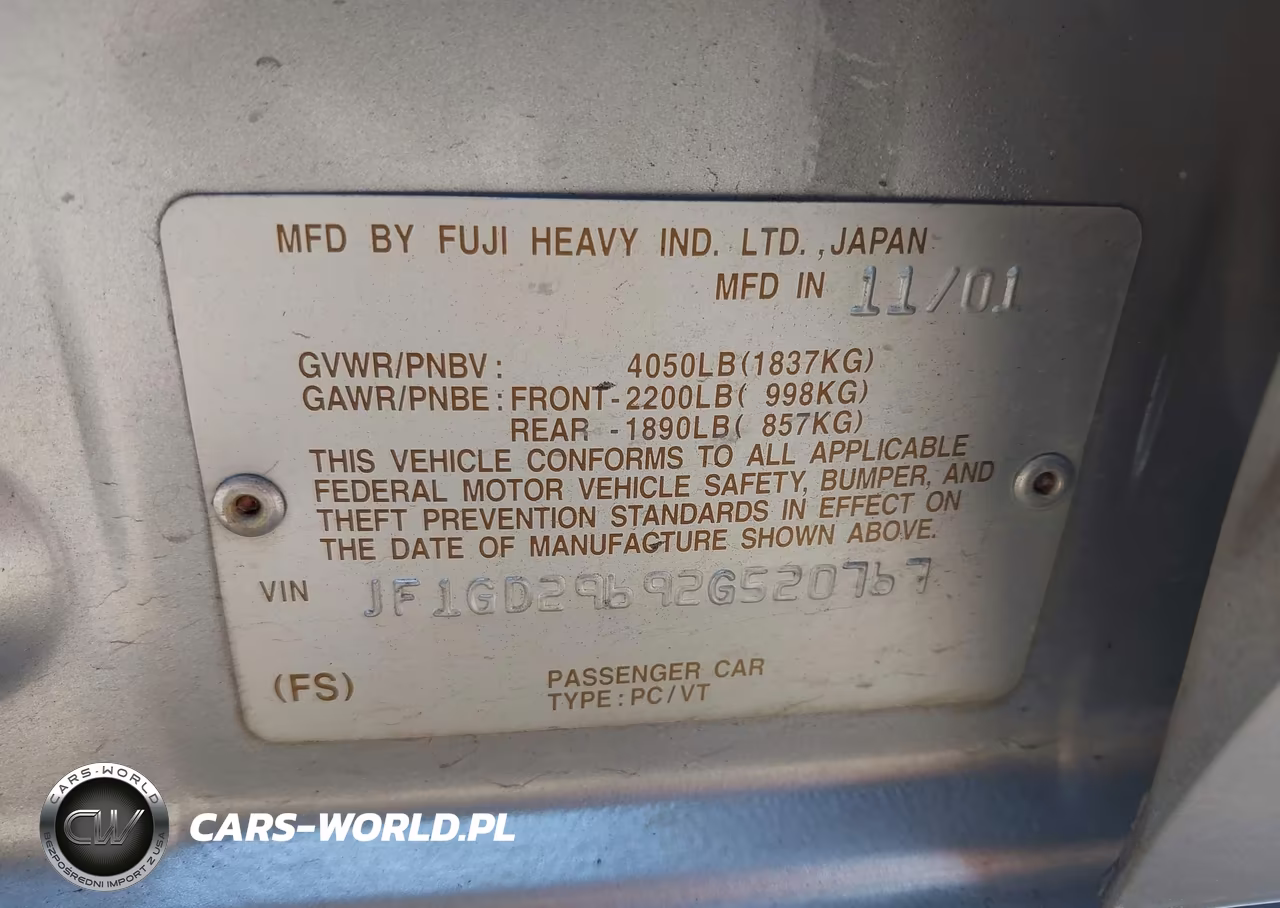 2002 Subaru Impreza Wrx VIN:JF1GD29692G520767 - 9
