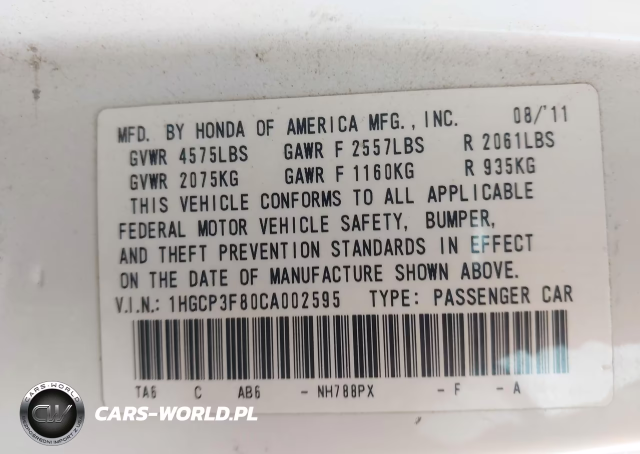 2012 Honda Accord 3.5 Ex-L VIN:1HGCP3F80CA002595 - 9
