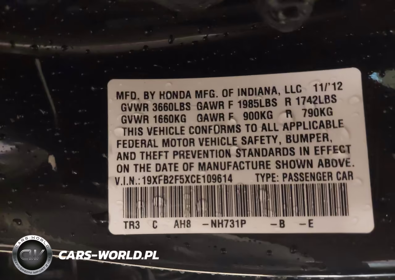 2012 Honda Civic Lx VIN:19XFB2F5XCE109614 - 9