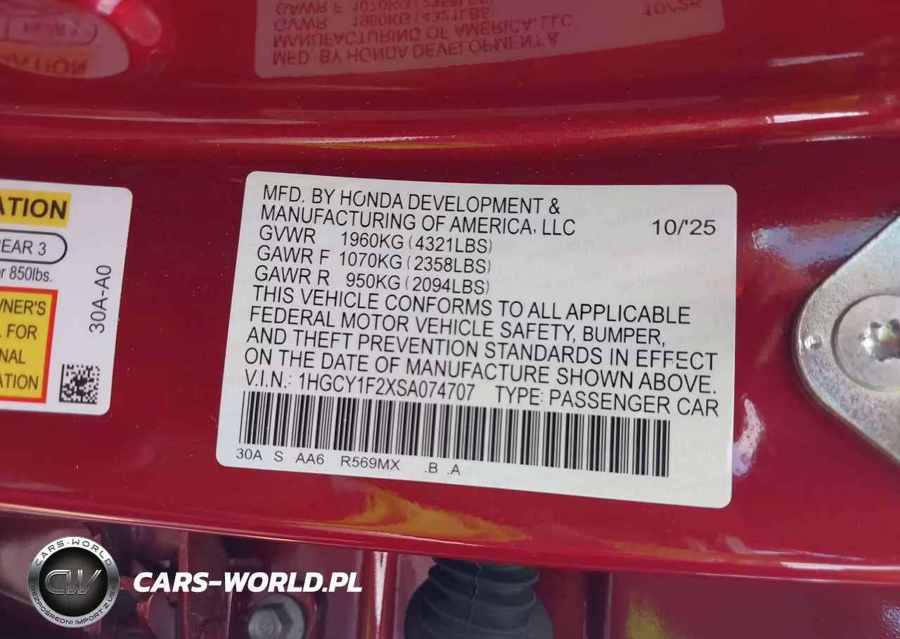2025 Honda Accord Lx VIN:1HGCY1F2XSA074707 - 9