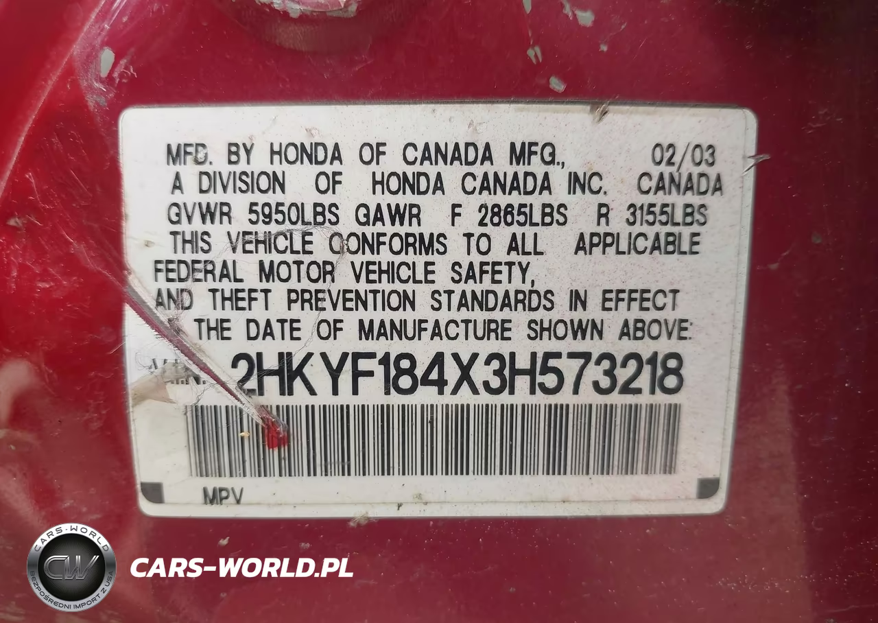 2003 Honda Pilot Ex VIN:2HKYF184X3H573218 - 9