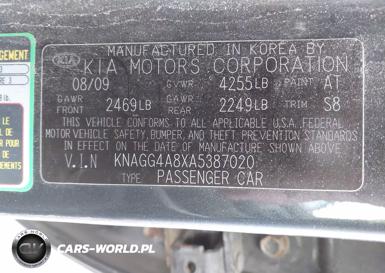 2010 Kia Optima Lx VIN:KNAGG4A8XA5387020 - 9