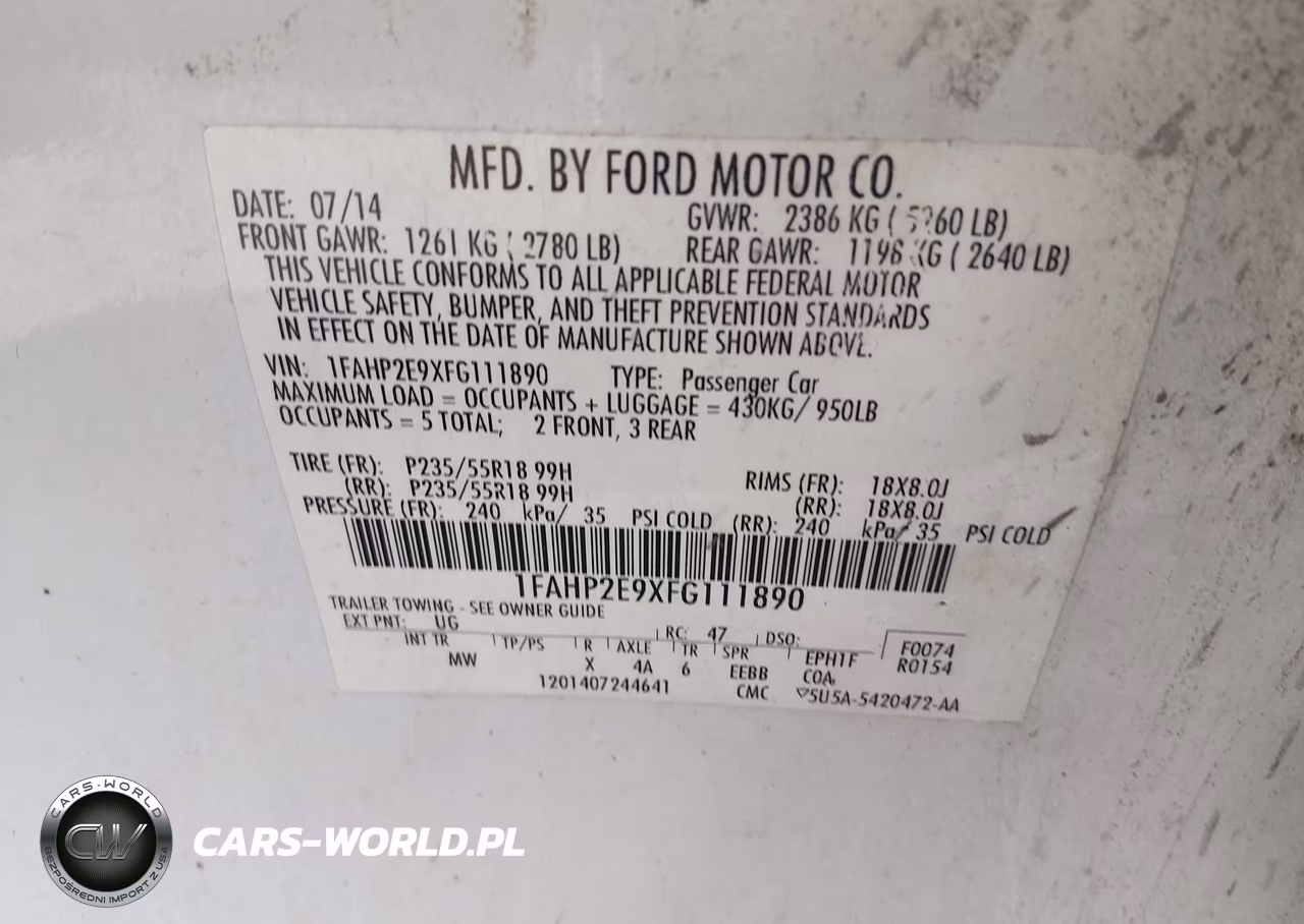 2015 Ford Taurus Sel VIN:1FAHP2E9XFG111890 - 9