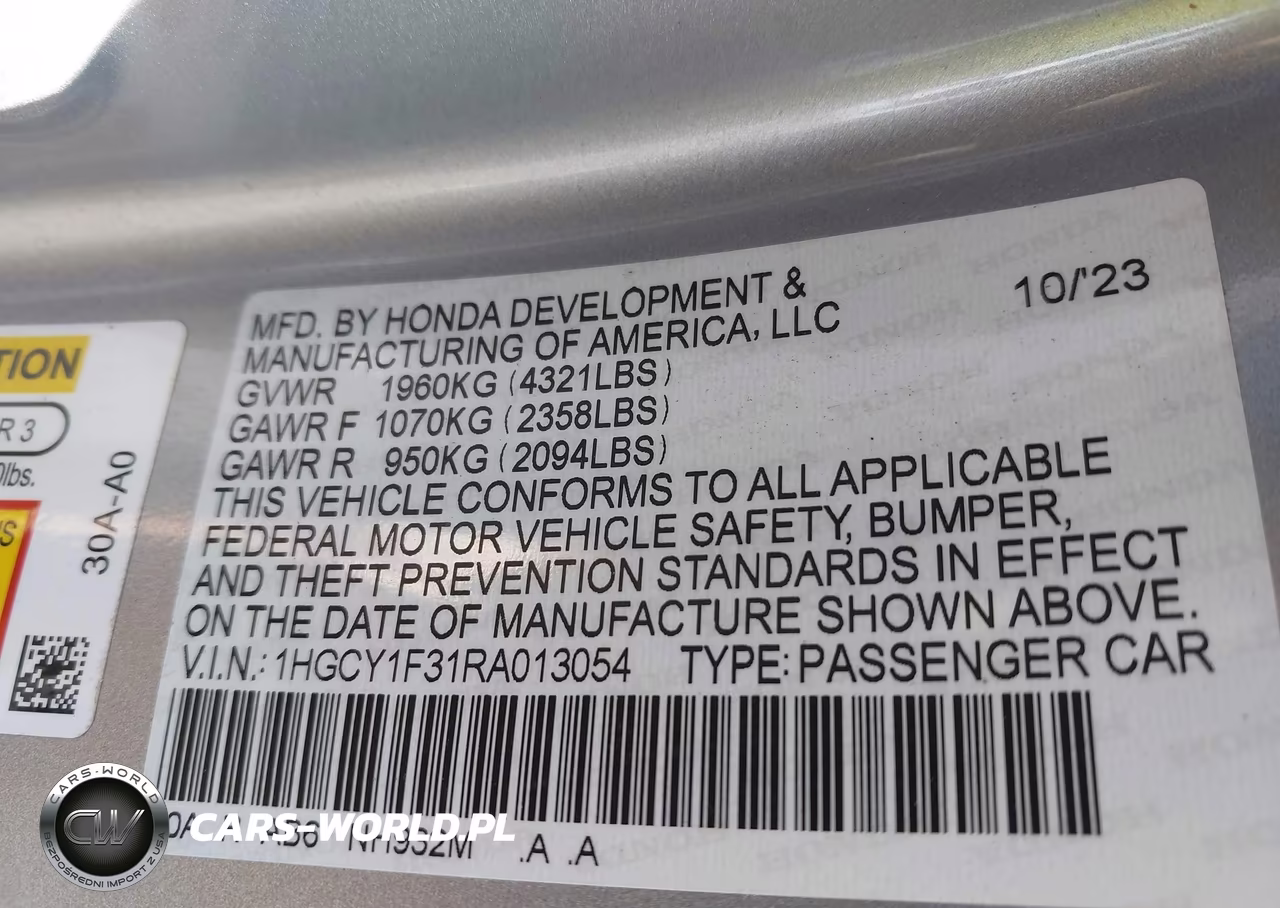 2024 Honda Accord Ex VIN:1HGCY1F31RA013054 - 9