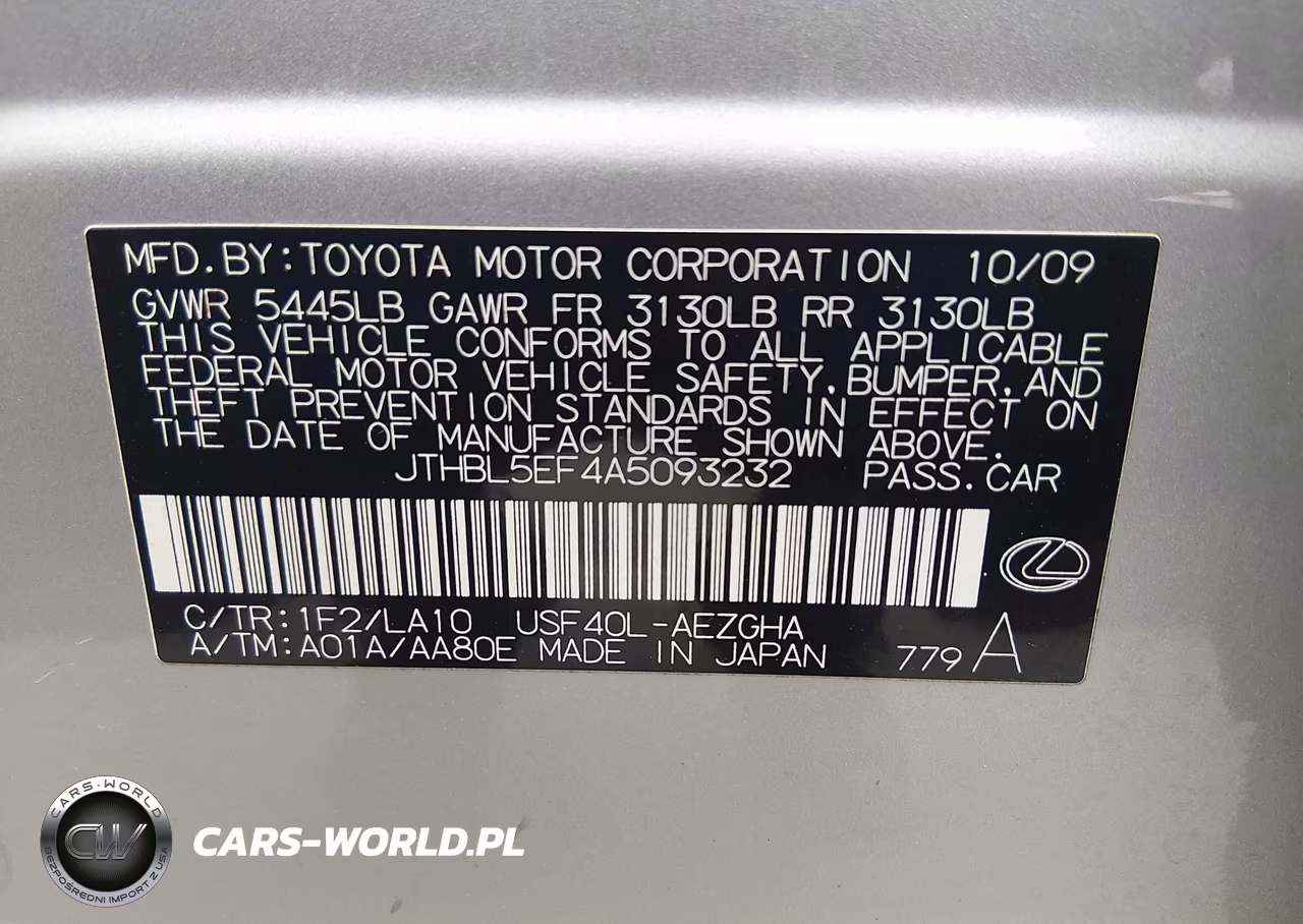 2010 Lexus Ls 460 VIN:JTHBL5EF4A5093232 - 9