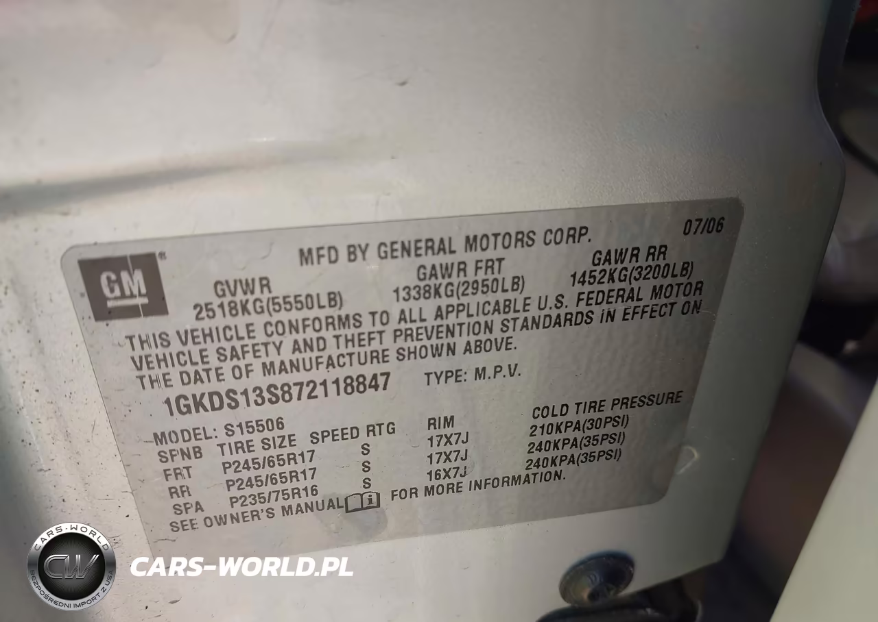 2007 GMC Envoy Sle Commercial VIN:1GKDS13S872118847 - 9