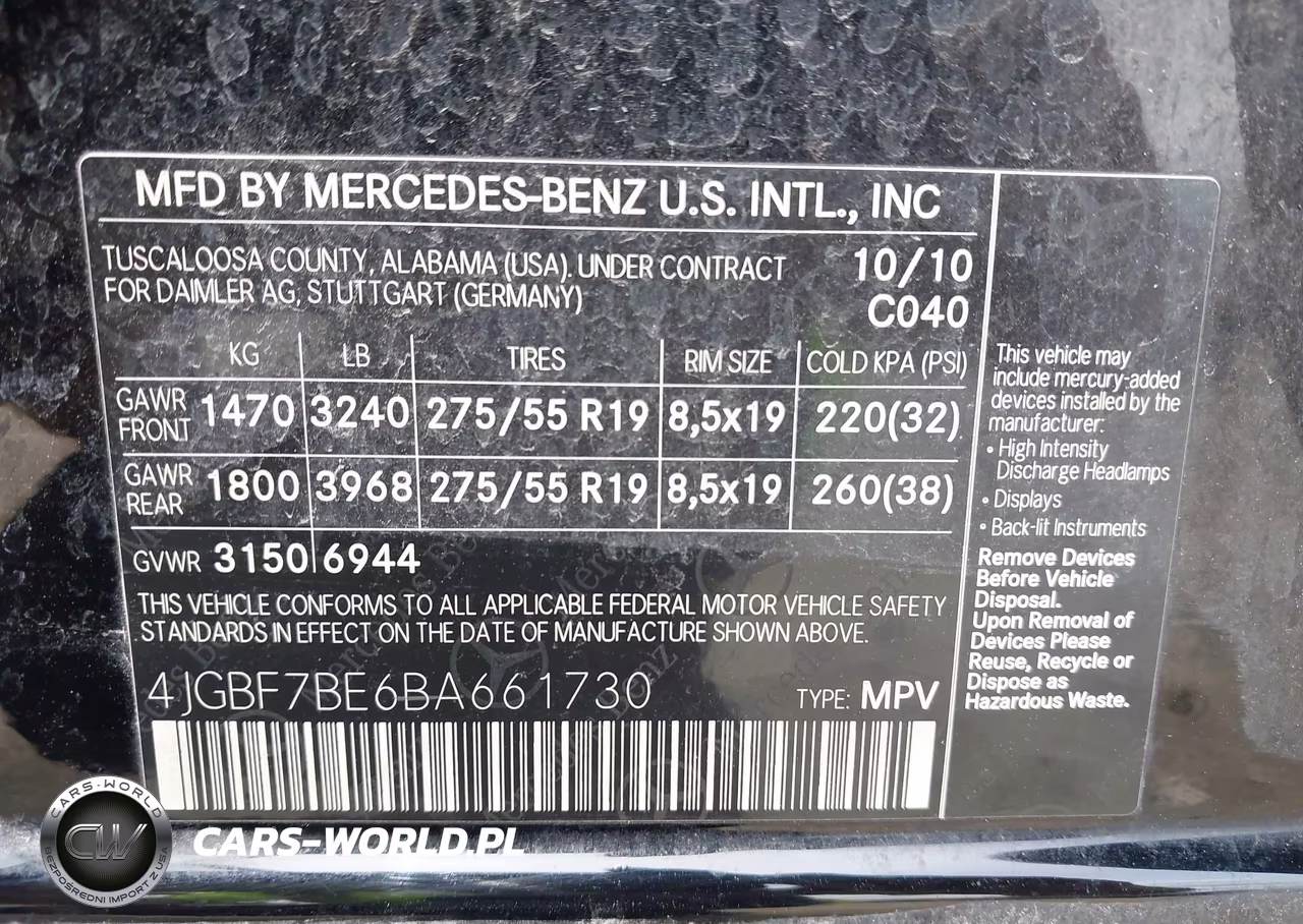 2011 Mercedes-Benz Gl 450 4Matic VIN:4JGBF7BE6BA661730 - 9