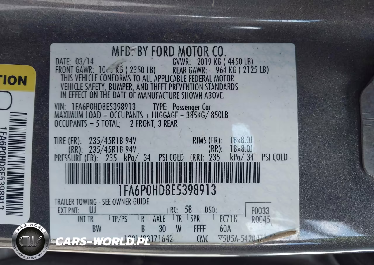 2014 Ford Fusion Se VIN:1FA6P0HD8E5398913 - 9