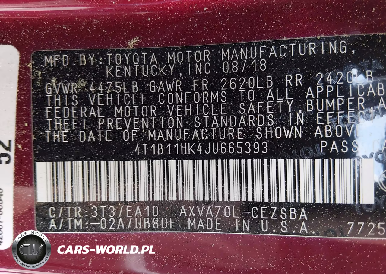 2018 Toyota Camry Se VIN:4T1B11HK4JU665393 - 9