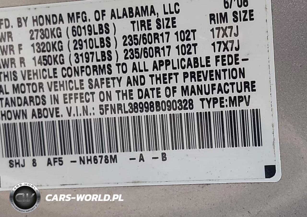 2008 Honda Odyssey Touring VIN:5FNRL38998B090328 - 9