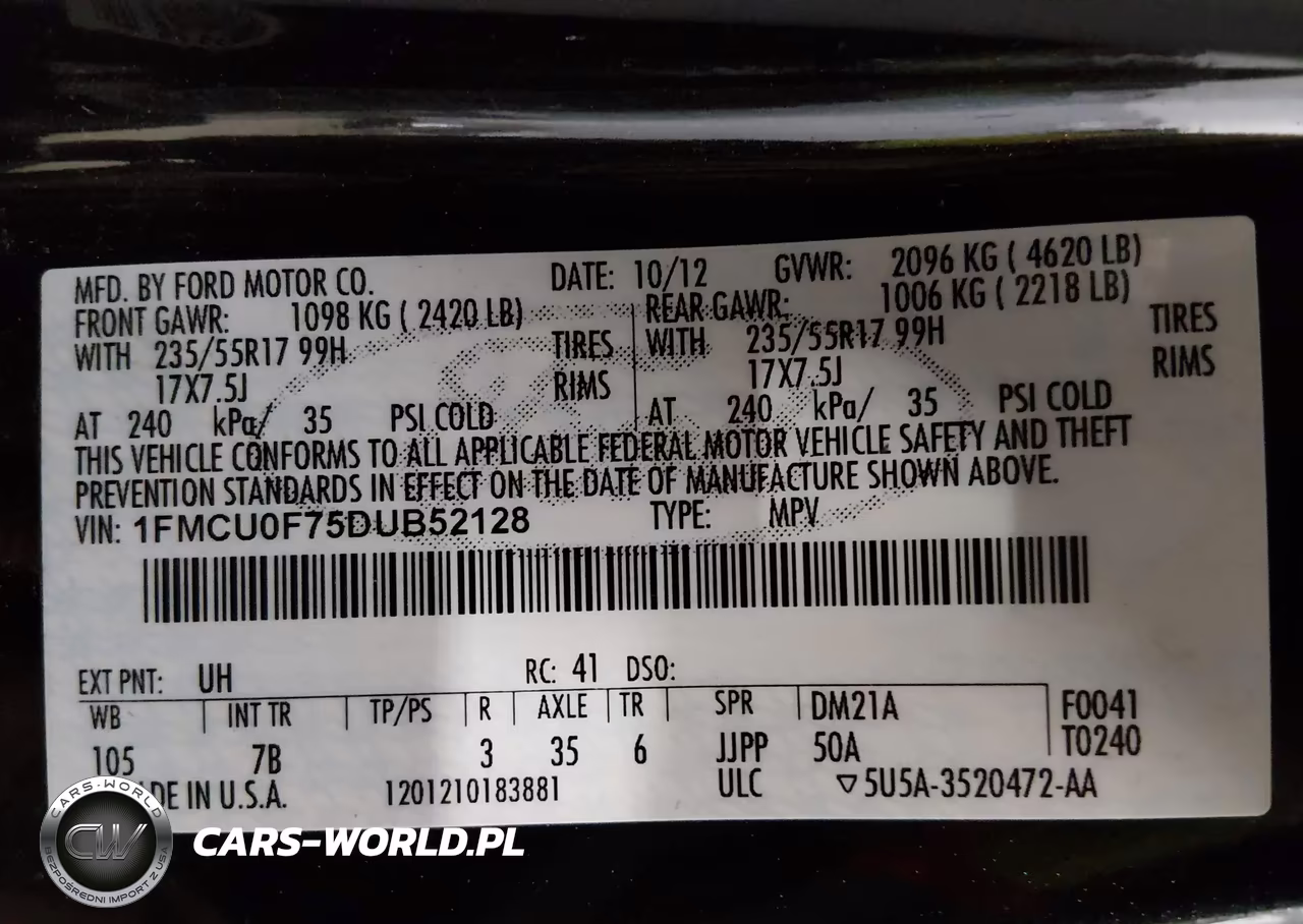 2013 Ford Escape S VIN:1FMCU0F75DUB52128 - 9
