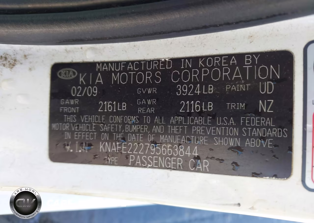2009 Kia Spectra Ex VIN:KNAFE222795663844 - 9