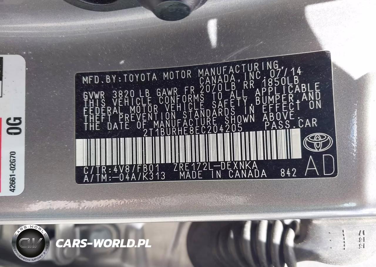2014 Toyota Corolla Le VIN:2T1BURHE8EC204205 - 9