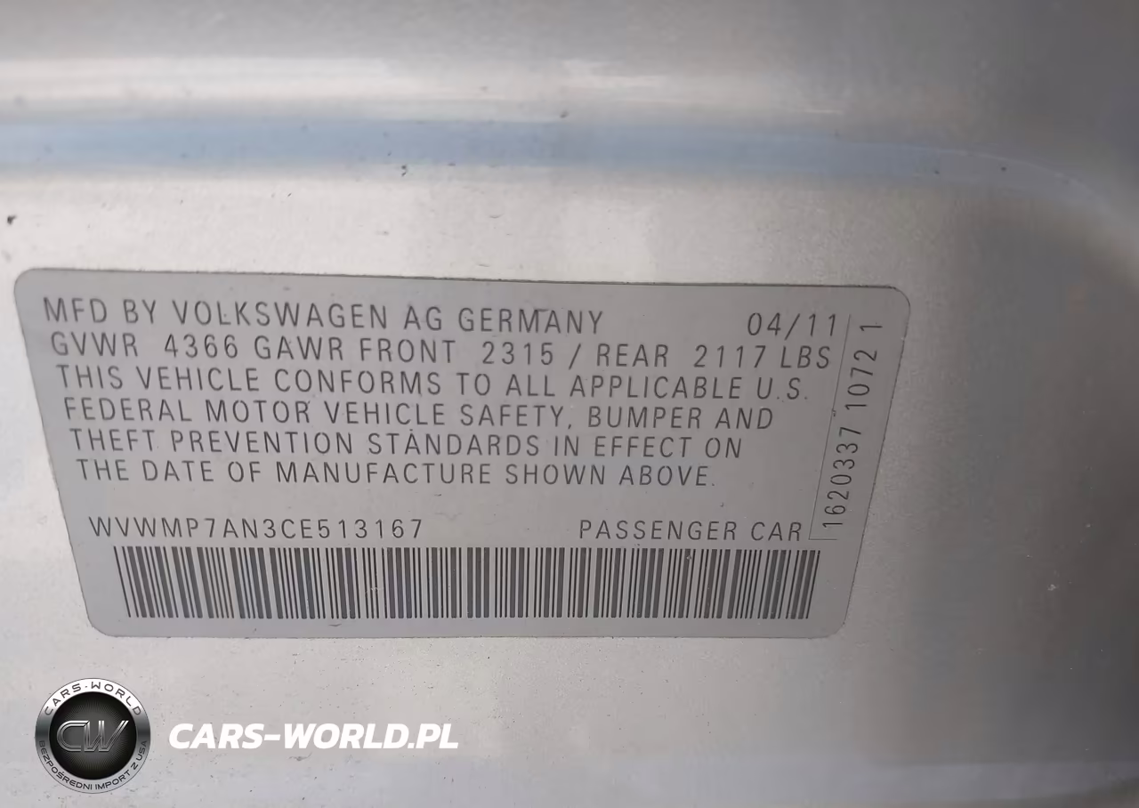2012 Volkswagen Cc Sport VIN:WVWMP7AN3CE513167 - 9