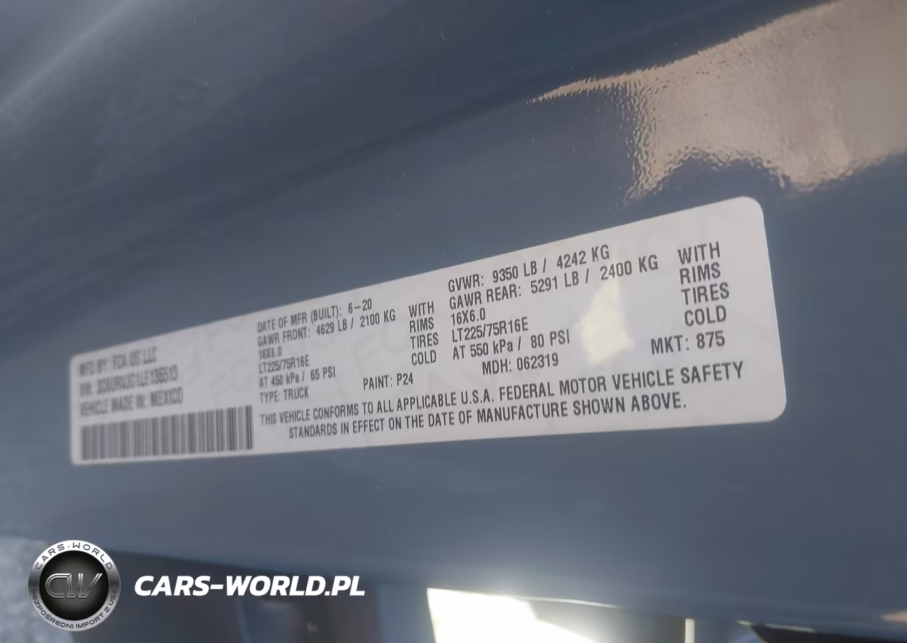 2020 Ram Promaster 3500 Cargo Van High Roof 159 Wb Ext VIN:3C6URVJG1LE136513 - 9
