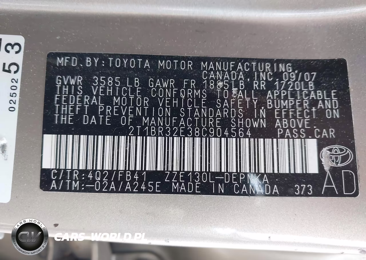 2008 Toyota Corolla Le VIN:2T1BR32E38C904564 - 9