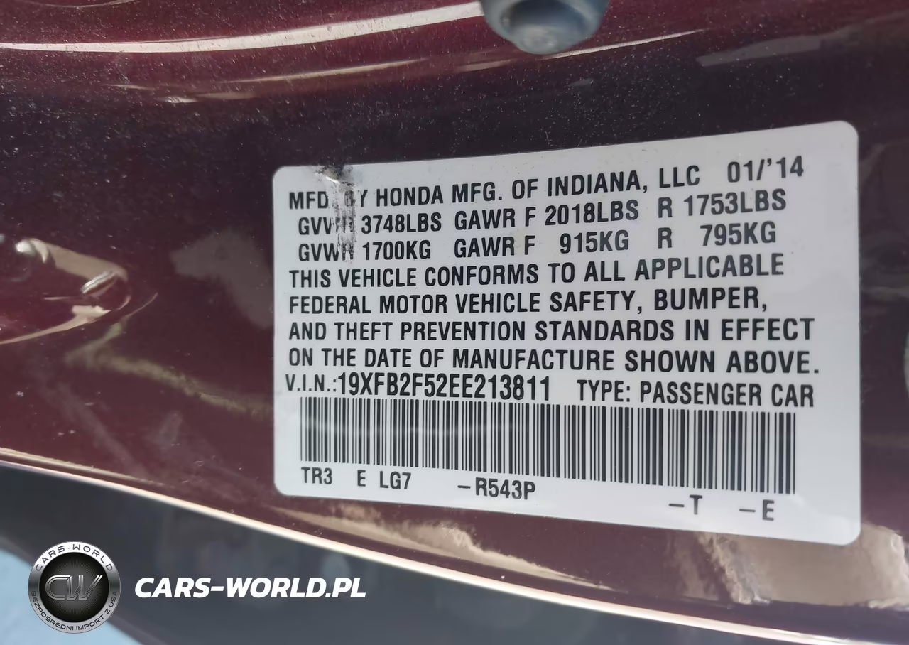 2014 Honda Civic Lx VIN:19XFB2F52EE213811 - 9