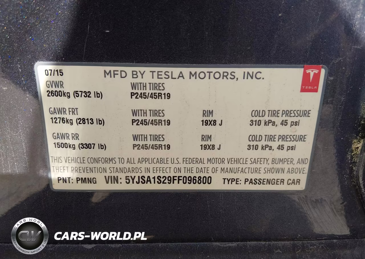 2015 TESLA MODEL S 70 VIN:5YJSA1S29FF096800 - 9