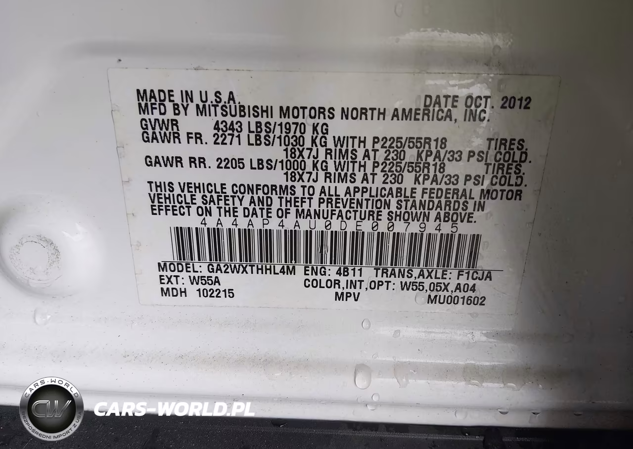 2013 Mitsubishi Outlander Sport Se VIN:4A4AP4AU0DE007945 - 9