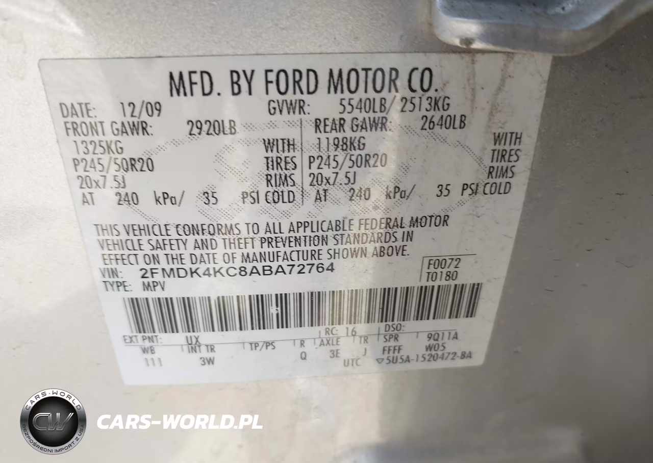 2010 Ford Edge Limited VIN:2FMDK4KC8ABA72764 - 9