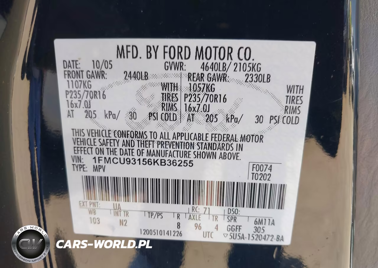 2006 Ford Escape Xlt-Xlt Sport VIN:1FMCU93156KB36255 - 9