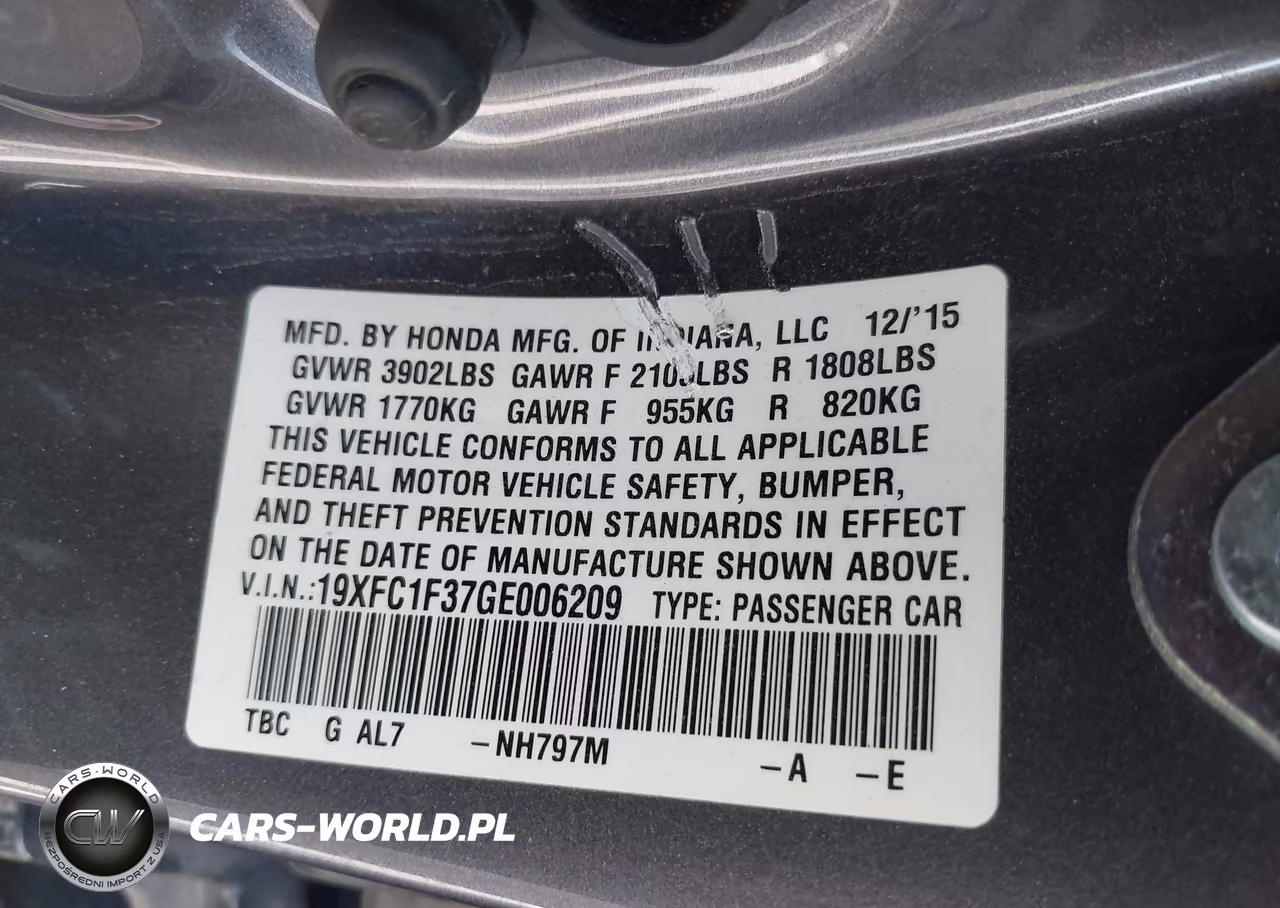 2016 Honda Civic Ex-T VIN:19XFC1F37GE006209 - 9