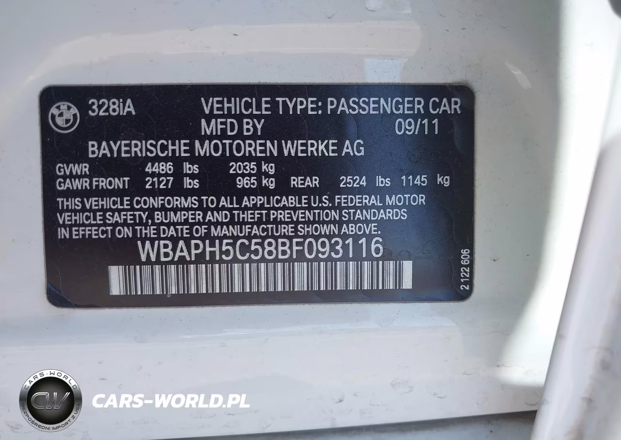 2011 BMW 328I VIN:WBAPH5C58BF093116 - 9