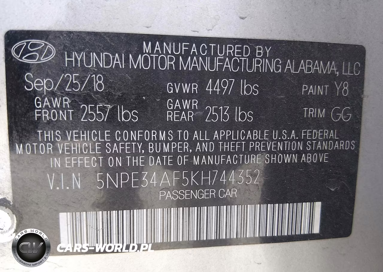 2019 Hyundai Sonata Sel VIN:5NPE34AF5KH744352 - 9