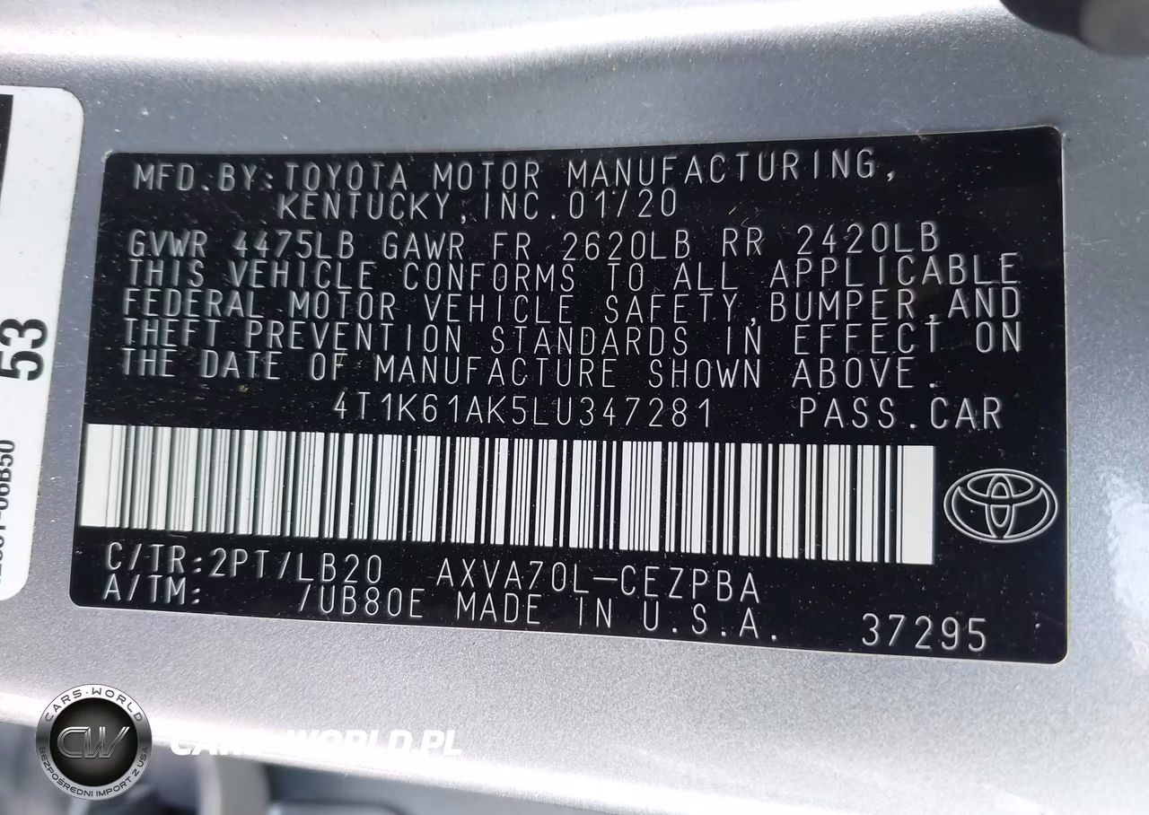 2020 Toyota Camry Xse VIN:4T1K61AK5LU347281 - 9