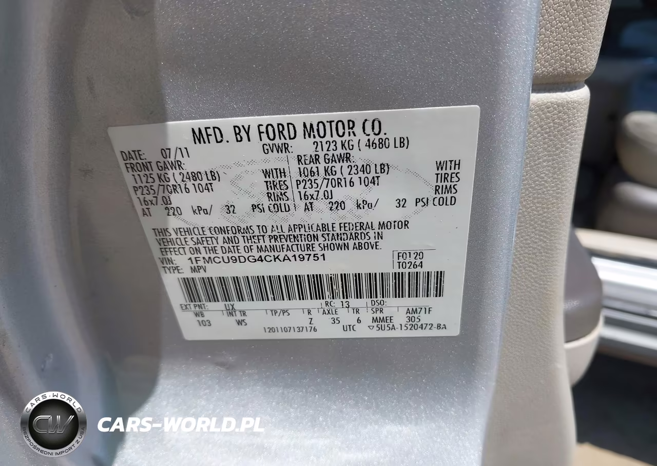 2012 Ford Escape Xlt VIN:1FMCU9DG4CKA19751 - 9