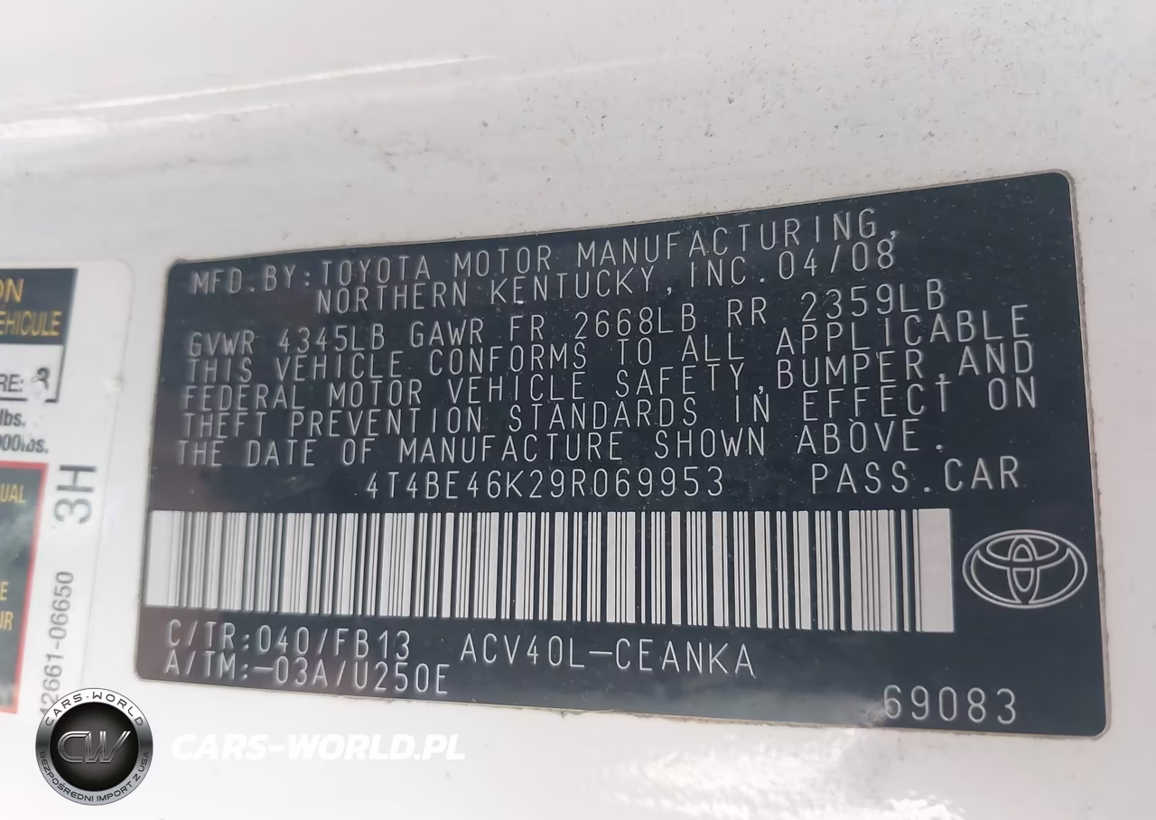 2009 Toyota Camry Le VIN:4T4BE46K29R069953 - 9