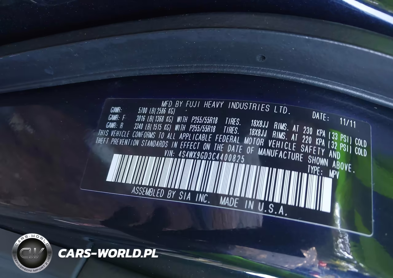 2012 Subaru Tribeca 3.6R Limited VIN:4S4WX9GD3C4400825 - 9
