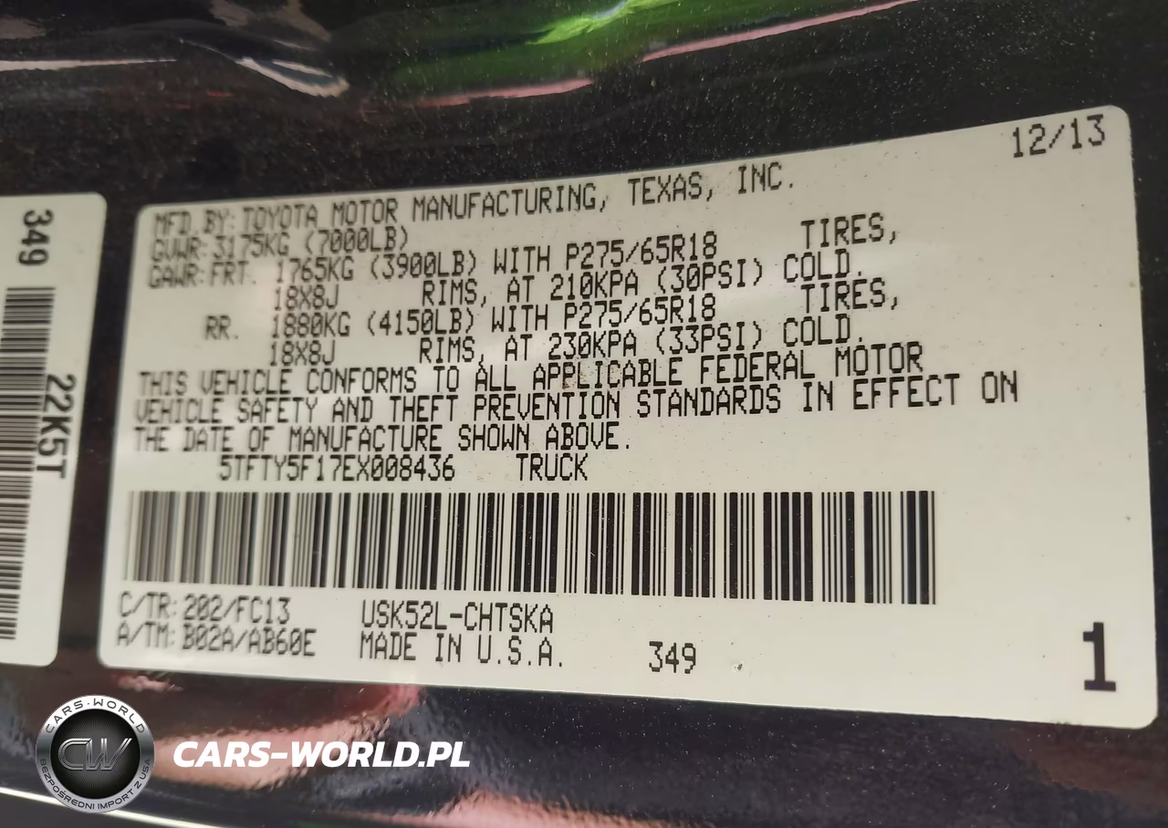 2014 Toyota Tundra Sr5 5.7L V8 VIN:5TFTY5F17EX008436 - 9