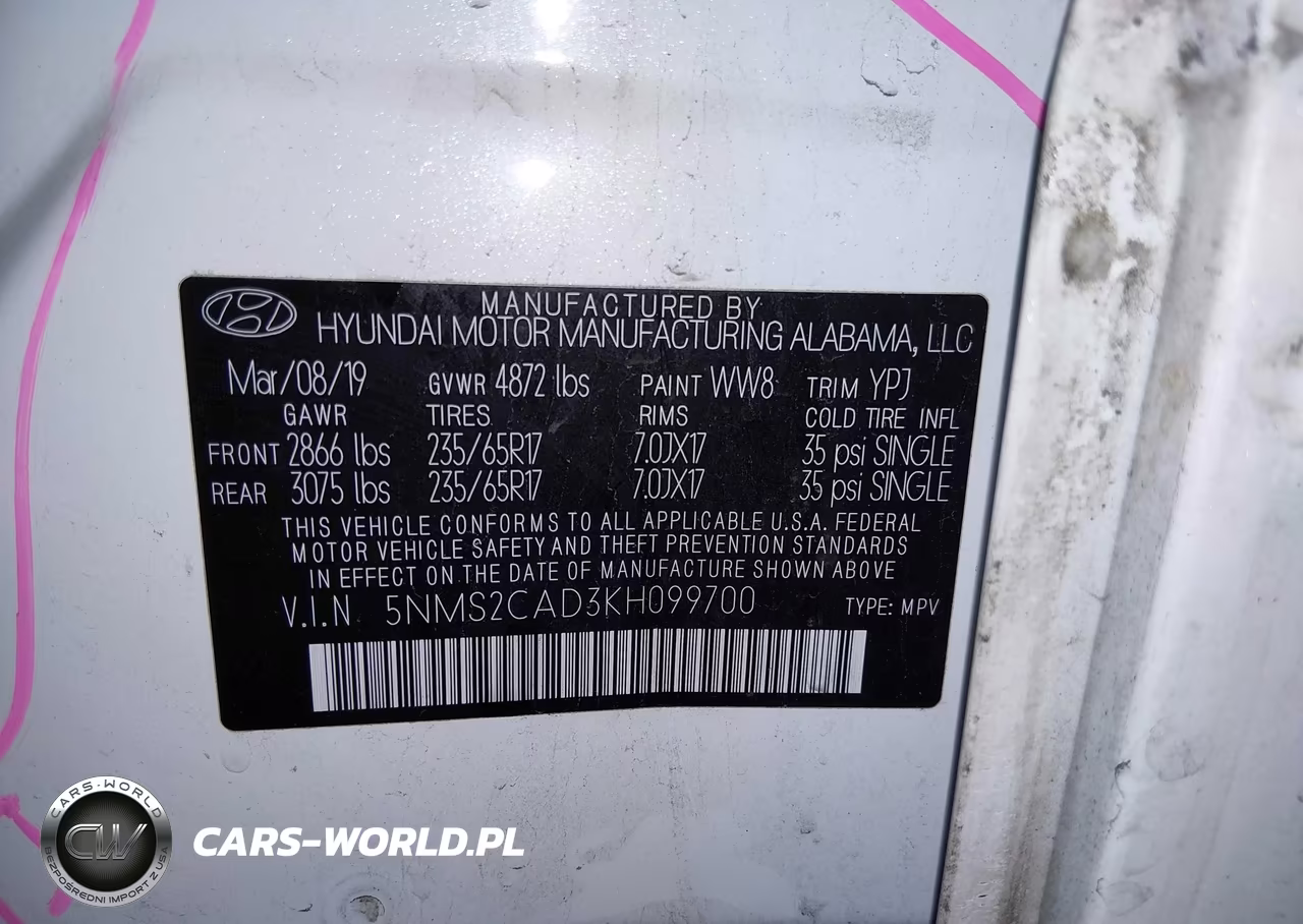 2019 Hyundai Santa Fe Se VIN:5NMS2CAD3KH099700 - 9