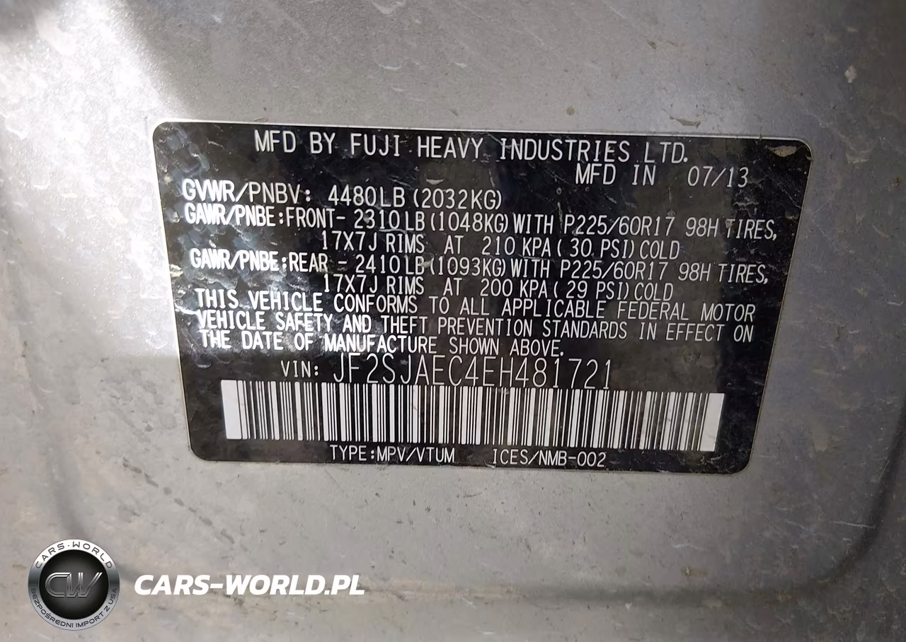 2014 Subaru Forester 2.5I Premium VIN:JF2SJAEC4EH481721 - 9
